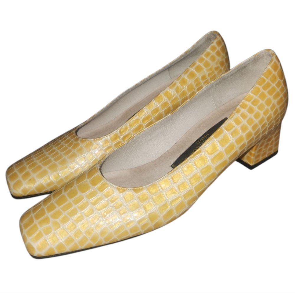 Renzo Fontanelli Firenze - Yellow Croc-Embossed Women's Shoes